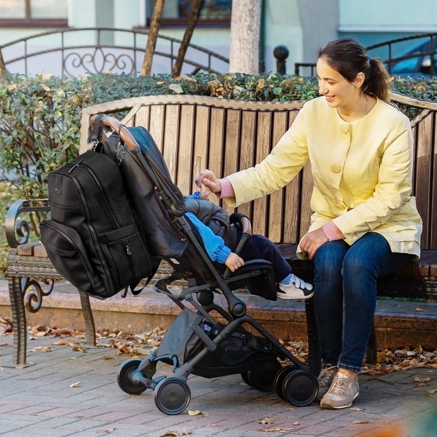 KKB Vegan Leather Diaper Bag Backpack (Blackout)