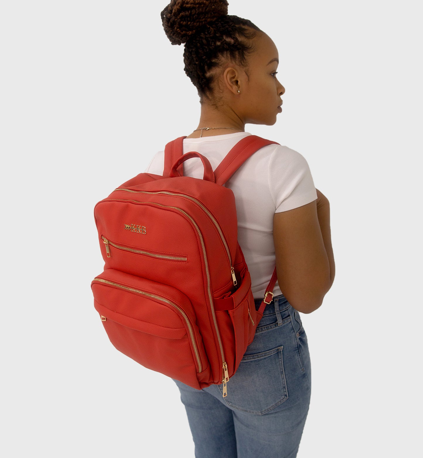 KKB Vegan Leather Diaper Bag Backpack (Carmine)