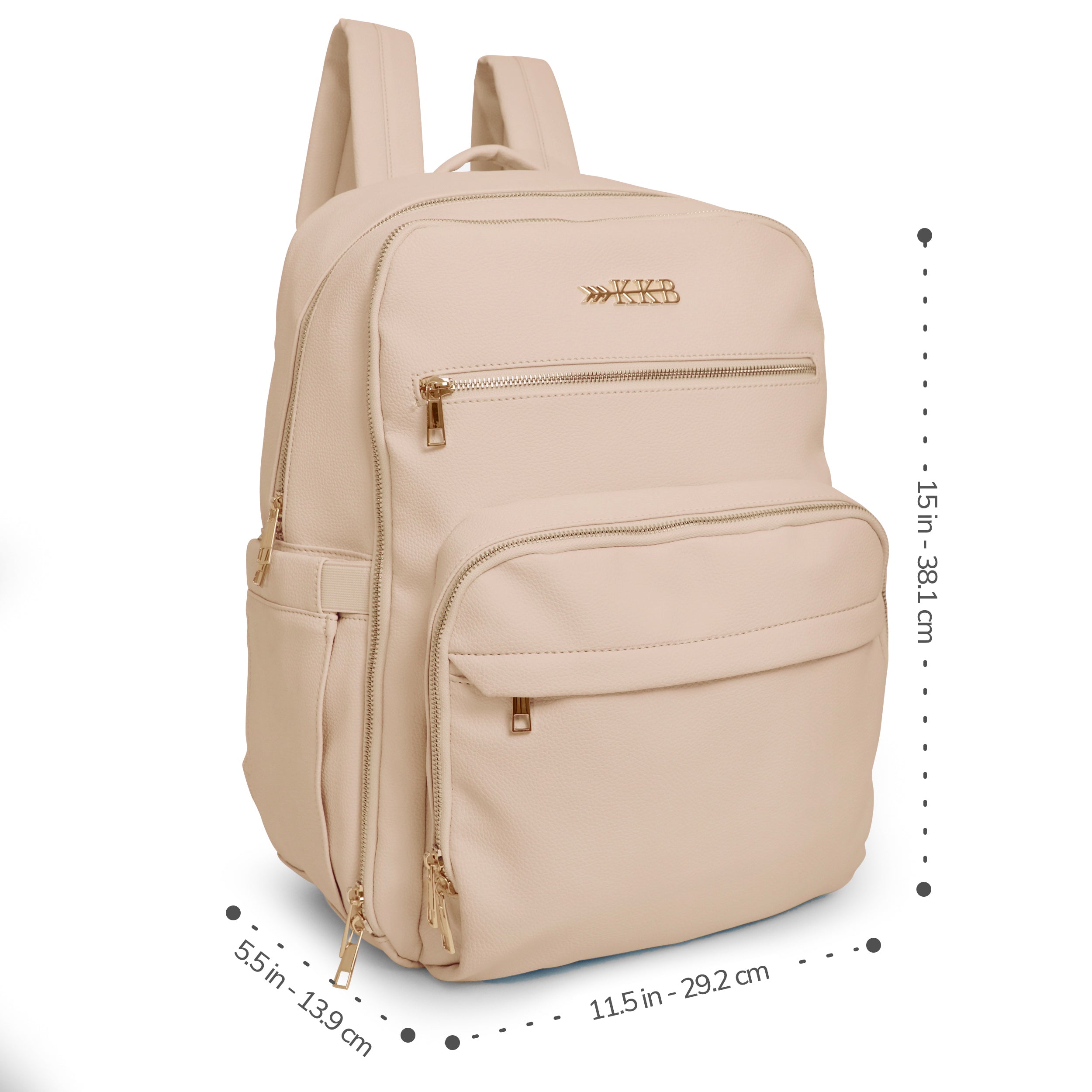 KKB Vegan Leather Diaper Bag Backpack (Cream)